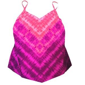 NWT Aqua Green Pink Tie Dye Tankini Swim Top Size X